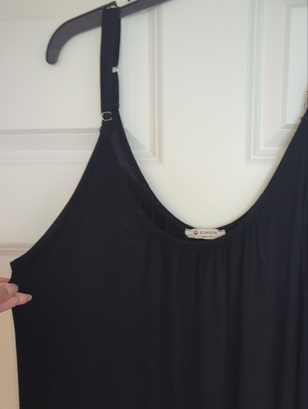 Women’s Black Maxi Slip Dress with Adjustable Straps - Picture 4 of 4
